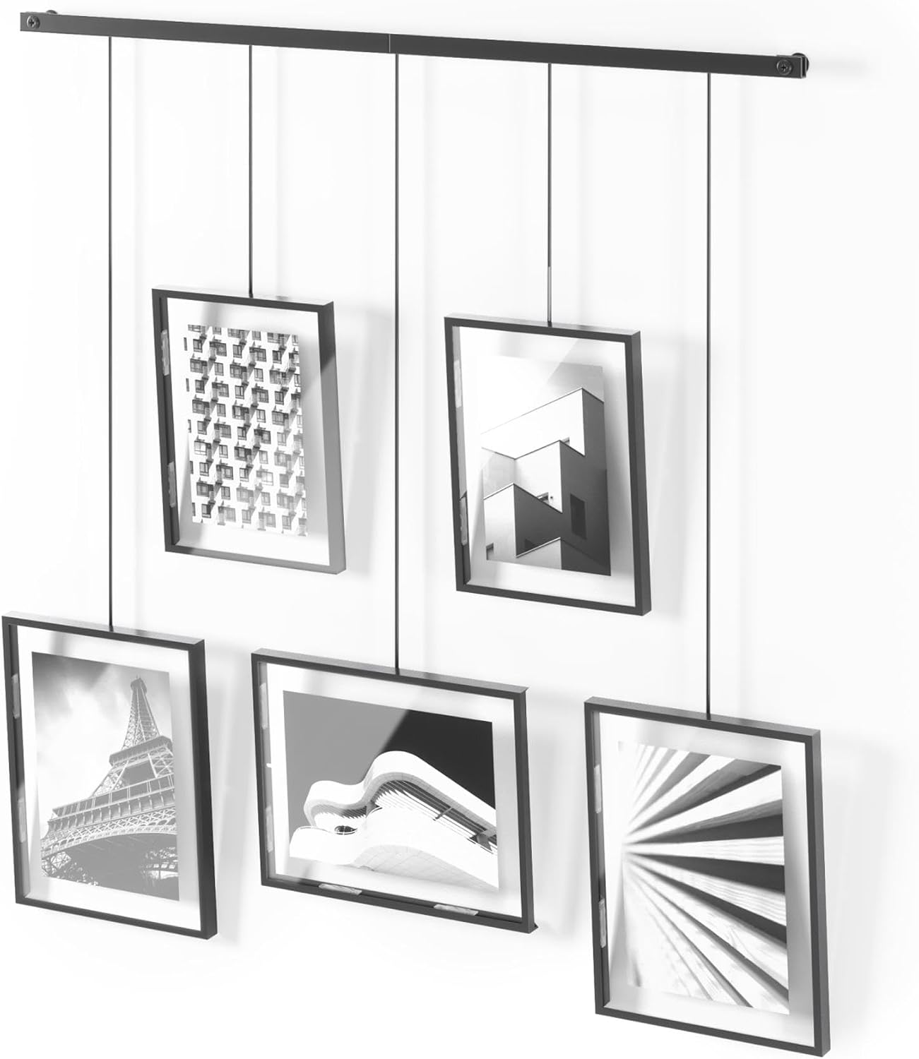 Umbra Exhibit Picture Frame Gallery Set, Adjustable Wall Collage Displays Five Photos (Two 4x6" and Three 5x7"), Set of 5, Black Umbra Exhibit Picture Frame Gallery Set, Adjustable Wall Collage Displays Five Photos (Two 4x6" and Three 5x7"), Set of 5, Black