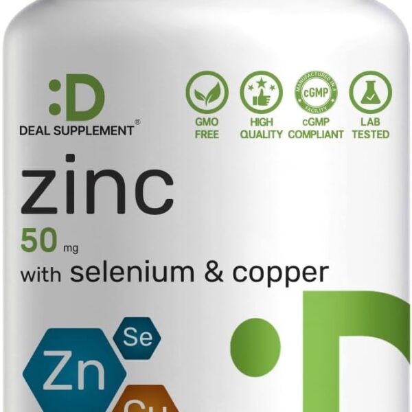 Zinc Picolinate 50mg with Copper & Selenium, 240 Capsules | 3-in-1 High Absorption Mineral Complex | Chelated Zinc Supplement for Immune Support* | 8 Month Supply