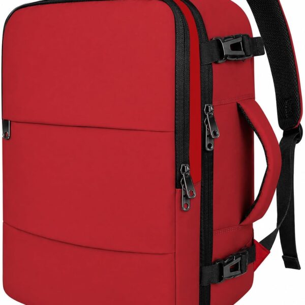 Taygeer 35L Carry on Travel Backpack for Women Men, Personal Item backpack | Travel Backpack with Laptop Compartment & Water Bottle Pocket, Lightweight Work Bag for Weekend Business Hiking, Bright Red