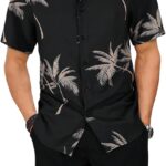 GORGLITTER Men's Vacation Beach Cruise Summer Outfits 2 Piece Shorts Set Hawaiian Button Down Shirt and Shorts