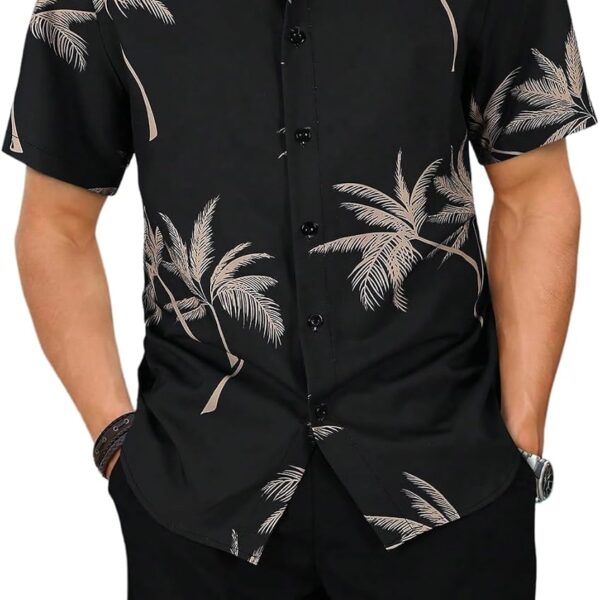 GORGLITTER Men's Vacation Beach Cruise Summer Outfits 2 Piece Shorts Set Hawaiian Button Down Shirt and Shorts