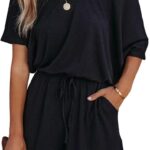 Lacozy Women's 2026 Summer Short Sleeve Off The Shoulder Rompers Casual Shorts One Piece Overall Jumpsuits Dressy
