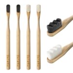 Daletu Extra Soft Bamboo Toothbrushes for Sensitive Gums, 20000 Extra Soft Bristle Toothbrushes for Adults, Eco-Friendly, Natural Wooden Organic Micro Nano Bamboo Bristle Toothbrush - 4 Pack