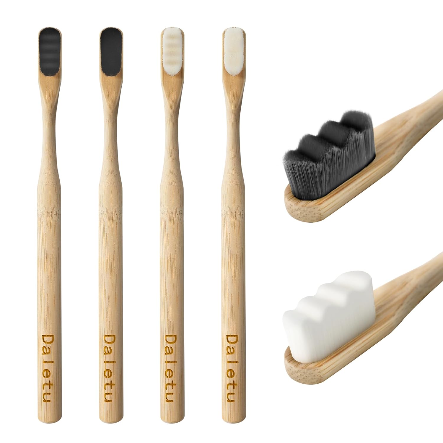 Daletu Extra Soft Bamboo Toothbrushes for Sensitive Gums, 20000 Extra Soft Bristle Toothbrushes for Adults, Eco-Friendly, Natural Wooden Organic Micro Nano Bamboo Bristle Toothbrush - 4 Pack Daletu Extra Soft Bamboo Toothbrushes for Sensitive Gums, 20000 Extra Soft Bristle Toothbrushes for Adults, Eco-Friendly, Natural Wooden Organic Micro Nano Bamboo Bristle Toothbrush - 4 Pack