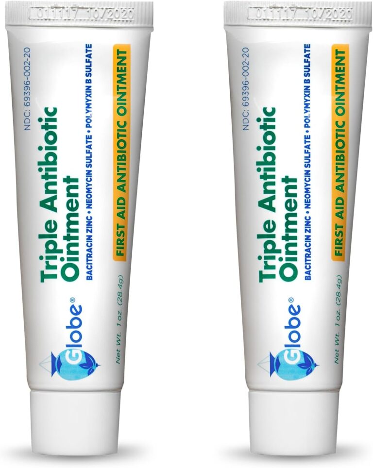 Globe Triple Antibiotic First Aid Ointment, 1 oz (2-Pack) First Aid Antibiotic Ointment, 24-Hour Infection Protection, Wound Care Treatment for Minor Scrapes, Burns and Cuts