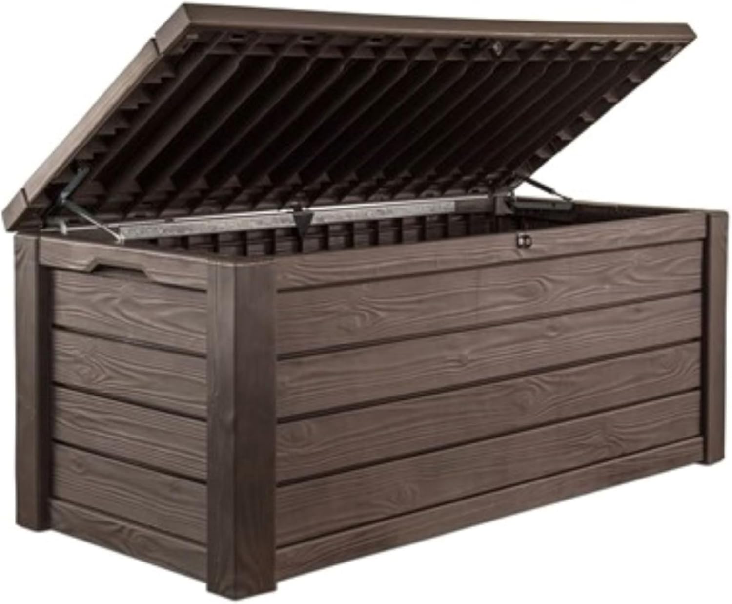 Keter 150 Gallon Resin Large Deck Box Organization and Storage Box for Patio, Outdoor Cushions, Garden Tools, Brown | Hydraulic Pistons, Resin, Weatherproof Keter 150 Gallon Resin Large Deck Box Organization and Storage Box for Patio, Outdoor Cushions, Garden Tools, Brown | Hydraulic Pistons, Resin, Weatherproof