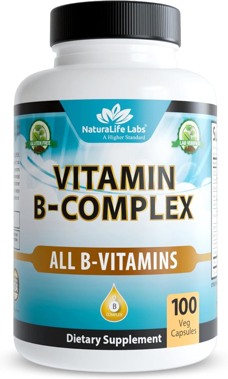 NaturaLife Labs Vitamin B Complex  All B Vitamins Including Active B2, B6, B9 & B12 (Methylcobalamin), Plus B1, B3, B5, B7 & Vitamin C  100 Capsules