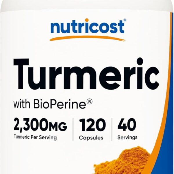Nutricost Turmeric Curcumin with BioPerine and 95% Curcuminoids, 2300mg, 120 Capsules, Veggie Capsules, 767mg Per Cap, 40 Servings, Gluten Free, Non-GMO