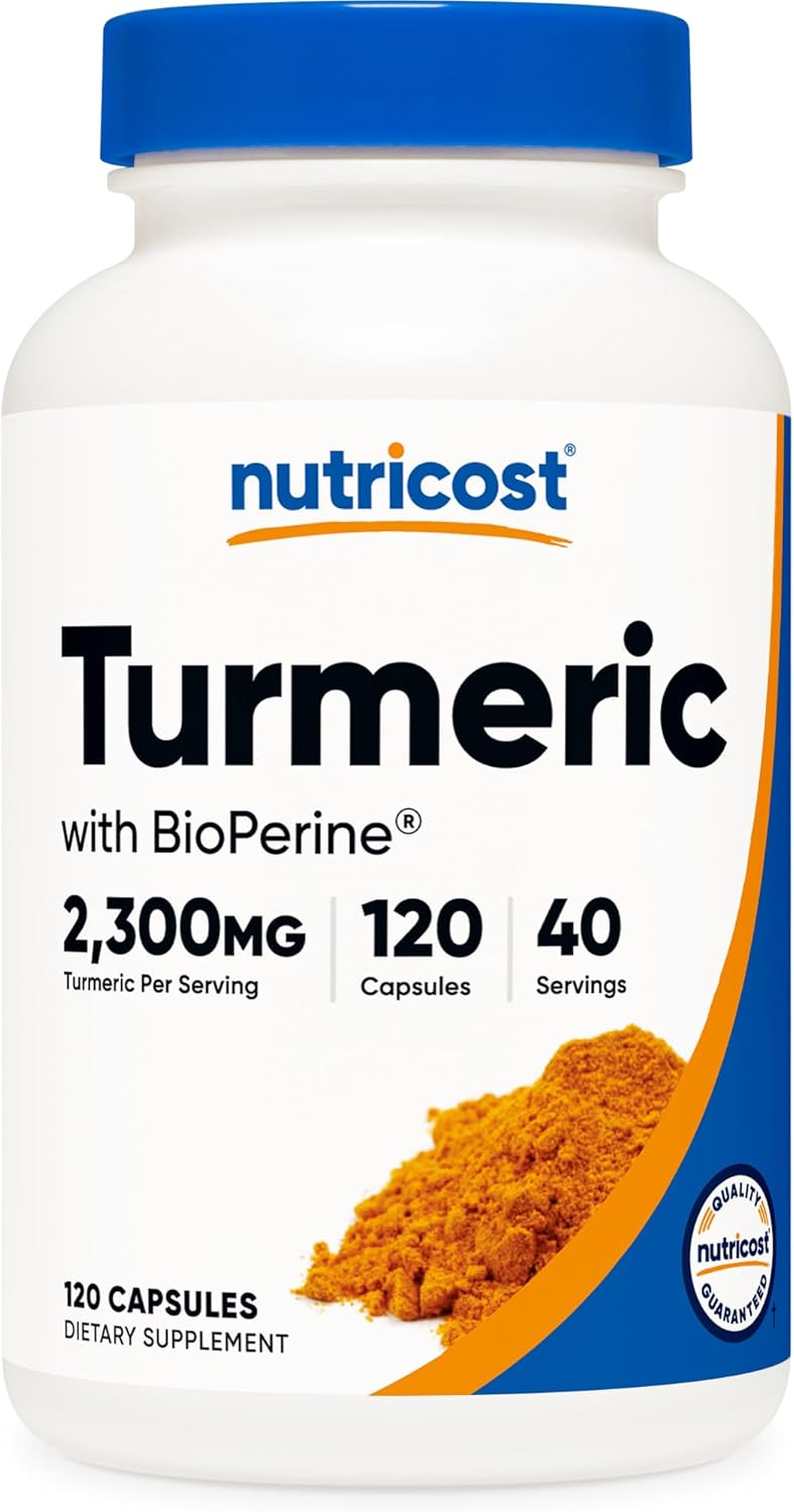 Nutricost Turmeric Curcumin with BioPerine and 95% Curcuminoids, 2300mg, 120 Capsules, Veggie Capsules, 767mg Per Cap, 40 Servings, Gluten Free, Non-GMO Nutricost Turmeric Curcumin with BioPerine and 95% Curcuminoids, 2300mg, 120 Capsules, Veggie Capsules, 767mg Per Cap, 40 Servings, Gluten Free, Non-GMO