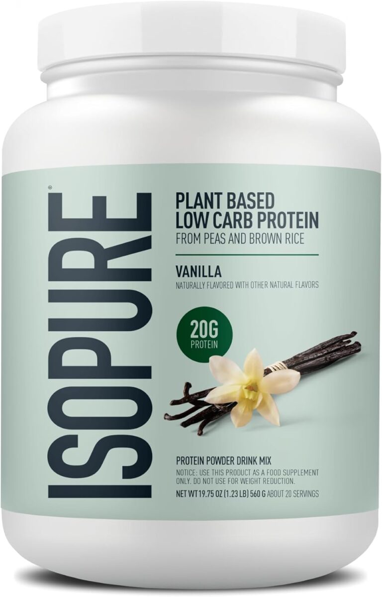 Isopure Plant-Based Protein Powder  20g Organic Pea and Rice Protein with a Complete Amino Acid Profile  Supports Muscle Recovery & Lean Nutrition, Vanilla, 20 Servings