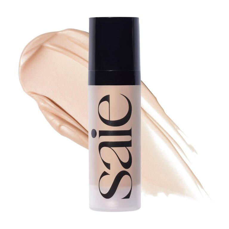 Saie Mini Glowy Super Gel - Hydrating Makeup Primer and Illuminating Glow Serum Enriched with Vitamin C and Squalane Oil - All-Over Liquid Highlighter Makeup for Instant Glass Skin - Starglow (0.5 oz)