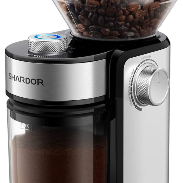 SHARDOR Electric Burr Coffee Grinder, One-Touch Automatic Coffee Bean Grinder for Espresso & French Press, Large 14-Cup Flat Burr Grinder for Home Use