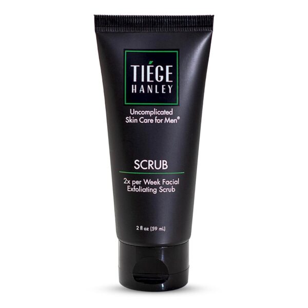 Tiege Hanley Exfoliating Face Wash for Men, Sensitive Skin, 2 Fl Oz | Men's Skin Care, Gentle, Fragrance-Free Face Scrub, Apricot Seed Powder, Vitamin B3 & Allantoin, Cooling Exfoliator