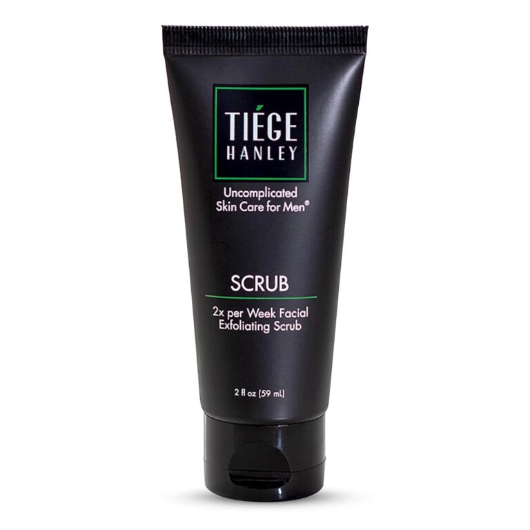 Tiege Hanley Exfoliating Face Wash for Men, Sensitive Skin, 2 Fl Oz | Men's Skin Care, Gentle, Fragrance-Free Face Scrub, Apricot Seed Powder, Vitamin B3 & Allantoin, Cooling Exfoliator