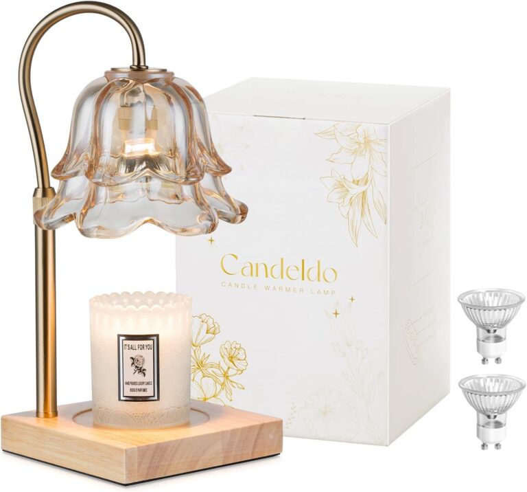 Candeldo Candle Warmer Lamp with Timer: Flower Gold Candle Lamps Height Adjustable Wax Melt House Warming Gifts New Home Decor Mothers Day Birthday Gift for Women Mom