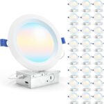 Sunco 24 Pack 6 Inch LED Recessed Light, Ceiling Canless Recessed Lights, Baffle Trim, 1200 LM, 14W, Selectable CCT 2700K/3000K/4000K/5000K/6000K, Dimmable with Junction Box