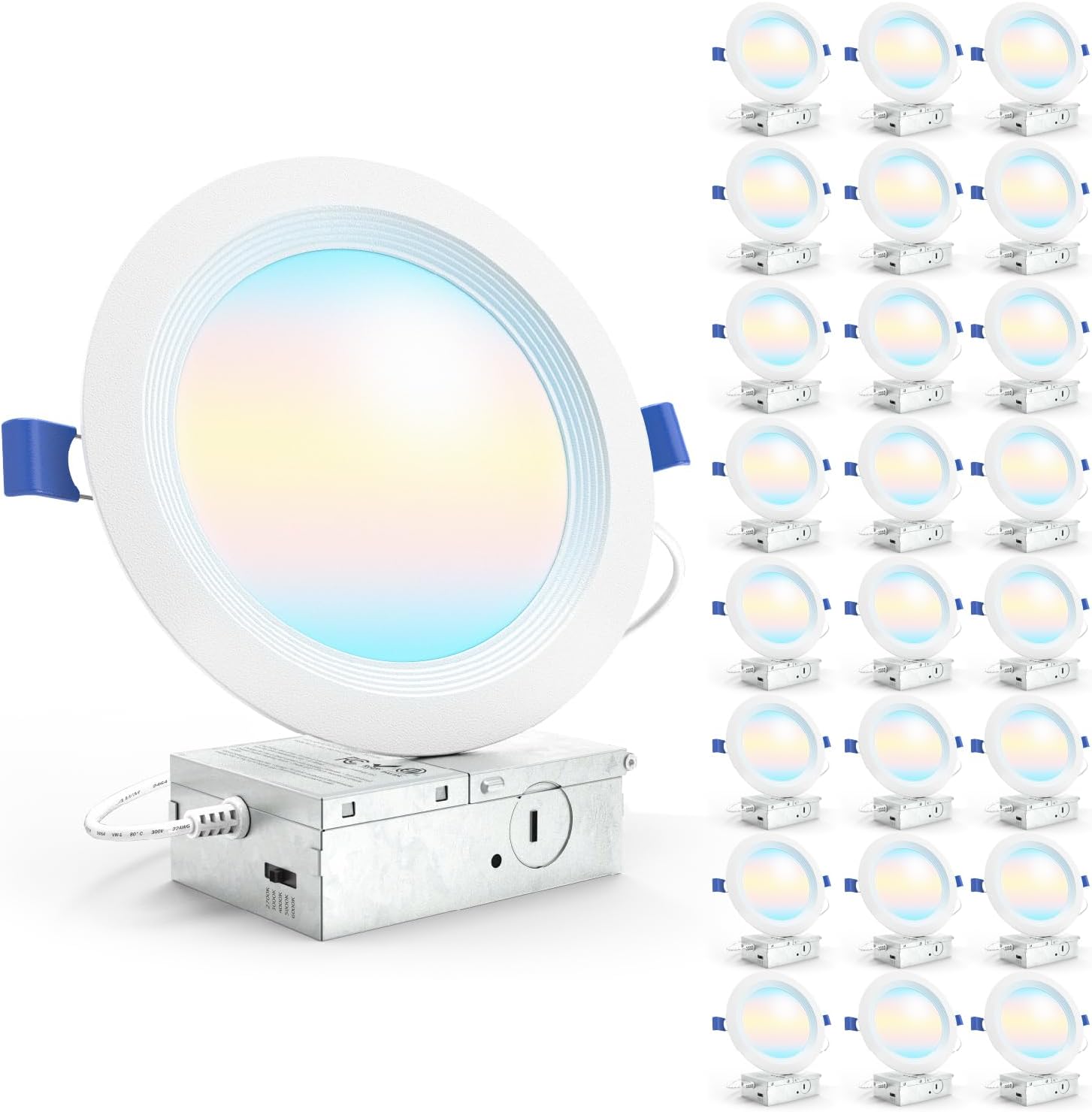 Sunco 24 Pack 6 Inch LED Recessed Light, Ceiling Canless Recessed Lights, Baffle Trim, 1200 LM, 14W, Selectable CCT 2700K/3000K/4000K/5000K/6000K, Dimmable with Junction Box Sunco 24 Pack 6 Inch LED Recessed Light, Ceiling Canless Recessed Lights, Baffle Trim, 1200 LM, 14W, Selectable CCT 2700K/3000K/4000K/5000K/6000K, Dimmable with Junction Box