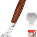 Foot Care Pedicure Callus Shaver Hard Skin Remover Wood Handle 10 Blades | Professional callus remover for hard skin, wood handle grip, includes 10 replacement blades for long-lasting pedicure care.