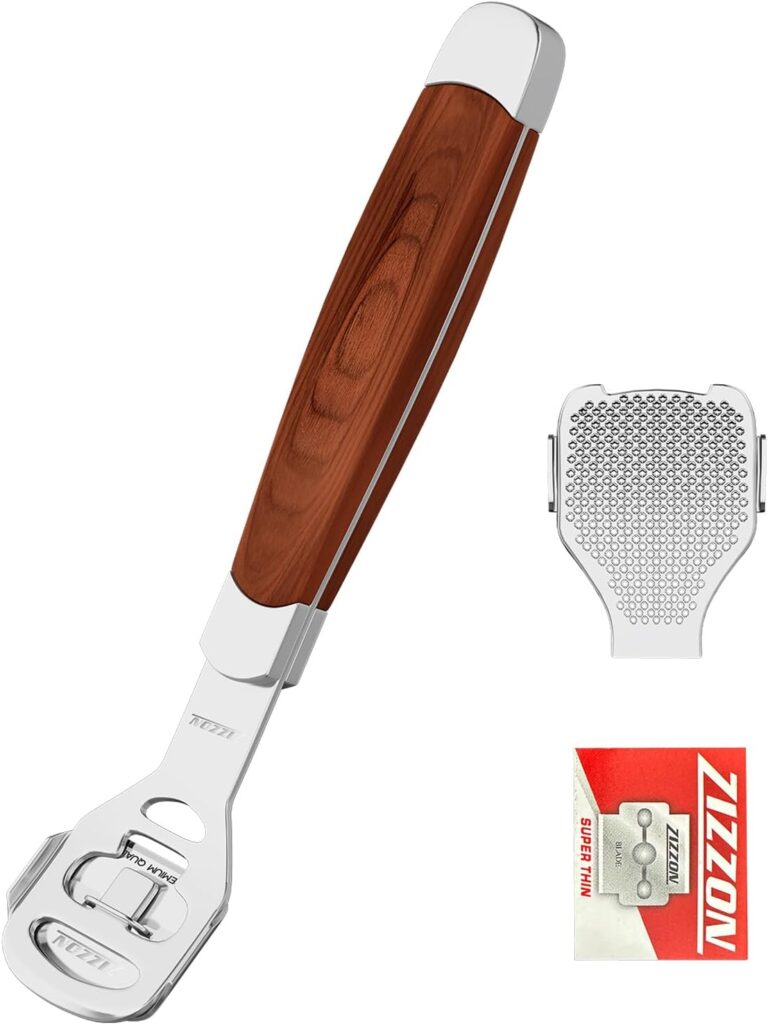 Foot Care Pedicure Callus Shaver Hard Skin Remover Wood Handle 10 Blades | Professional callus remover for hard skin, wood handle grip, includes 10 replacement blades for long-lasting pedicure care.