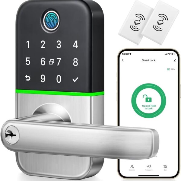 Keypad Smart Door Lock with Handle: Kucacci Keyless Entry Door Lock - Smart Lock for Front Door - Electronic Door Lock with Keypad for Exterior Door - Deadbolt Lever Alternative - Easy Installation