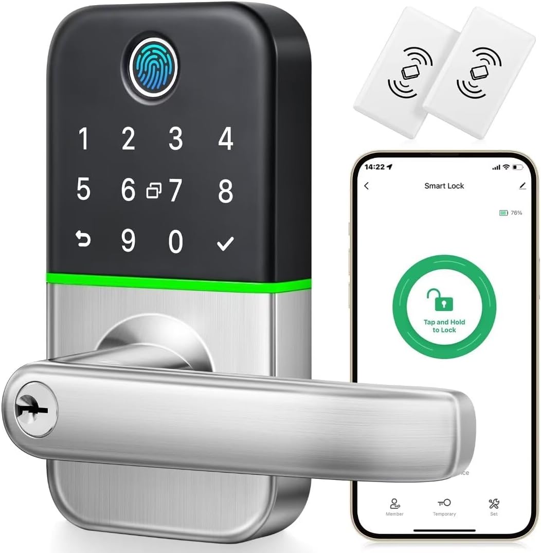 Keypad Smart Door Lock with Handle: Kucacci Keyless Entry Door Lock - Smart Lock for Front Door - Electronic Door Lock with Keypad for Exterior Door - Deadbolt Lever Alternative - Easy Installation Keypad Smart Door Lock with Handle: Kucacci Keyless Entry Door Lock - Smart Lock for Front Door - Electronic Door Lock with Keypad for Exterior Door - Deadbolt Lever Alternative - Easy Installation