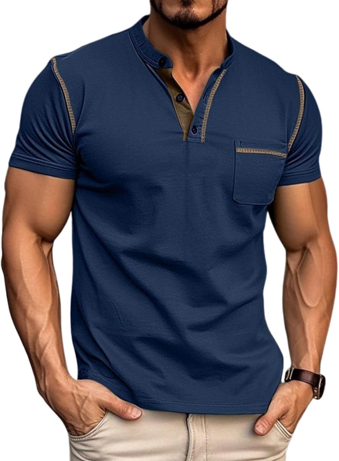 Aulemen Men's Henley Shirts Short Sleeve Casual Lightweight Slim Fit Basic Button T-Shirt with Pocket Aulemen Men's Henley Shirts Short Sleeve Casual Lightweight Slim Fit Basic Button T-Shirt with Pocket