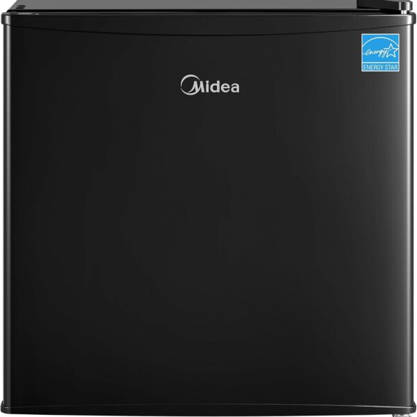Midea MERM17B0ABB 1.7 Cu Ft Mini Fridge, Compact Refrigerator with Adjustable Thermostat, Reversible Door, Low Noise, Energy Efficient, Ideal for Dorm, Office, Bedroom, Black