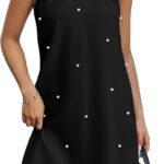 Floerns Women's Pearl Beaded Halter Twist Sleeveless Tie Back Dress A Line Dress