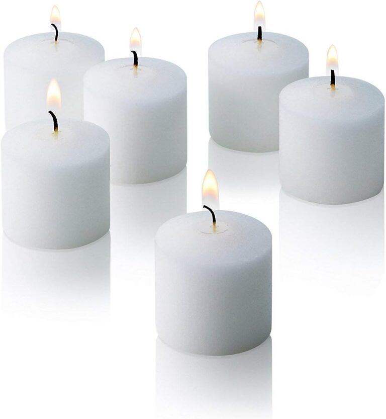 Light In The Dark White Votive Candles - Box of 72 Unscented Candles - 10 Hour Burn Time - Bulk Candles for Weddings, Parties, Spas and Decorations