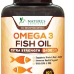 Omega 3 Fish Oil Supplements - 2400mg Fish Oil Per Serving - Triple Strength Omega-3 with EPA & DHA Fatty Acids - Natural Heart, Brain & Immune Support - Wild Caught, Bottled in USA - 180 Softgels