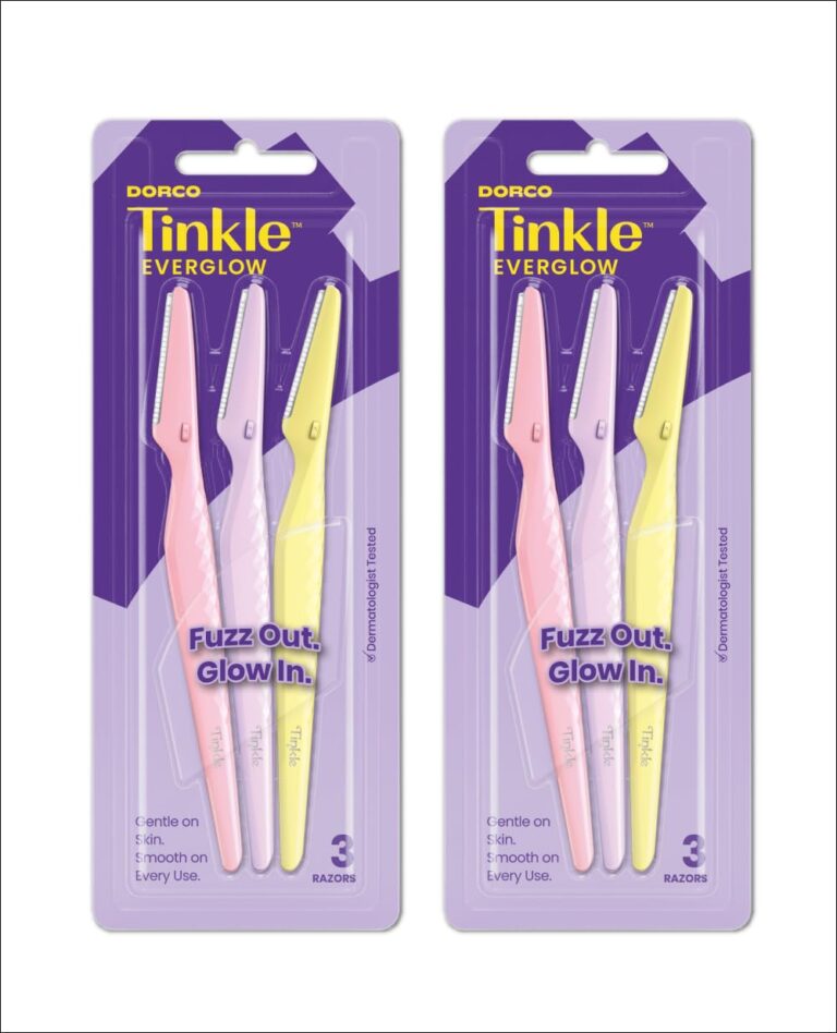 Tinkle Dermaplaning Tool 6ct, Dermaplane Razor for Women, Safe and Easy Peach Fuzz Remover, Eyebrow Trimmer with Protective Cover (2 Packs of 3), Stocking Stuffers