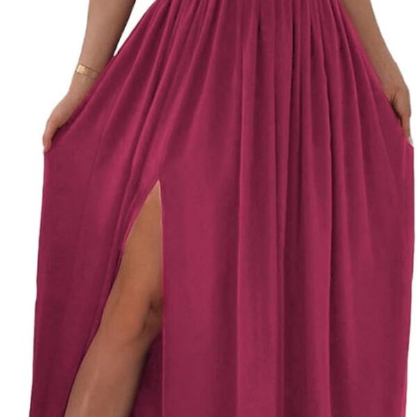 Dokotoo Womens 2026 Formal Dresses Wrap V-Neck Ruched Sexy Bridesmaid Wedding Guest Maxi Dresses