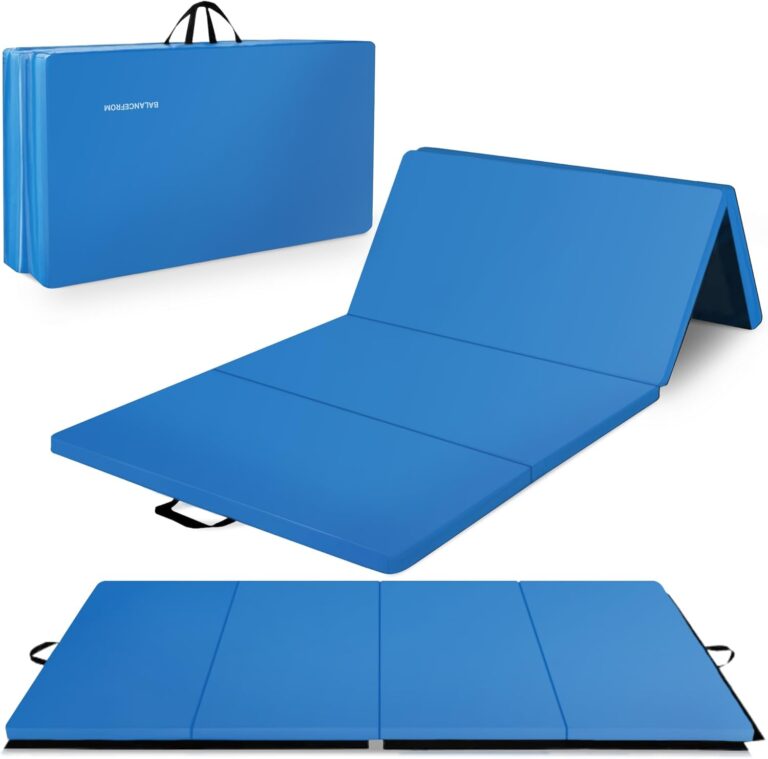 BalanceFrom 10x4 Feet 4-Panel Folding Gymnastics Mat  2-Inch Thick Pad with Vinyl Surface and Carrying Handles for Tumbling, Yoga, Pilates, Home Workouts, and Martial Arts