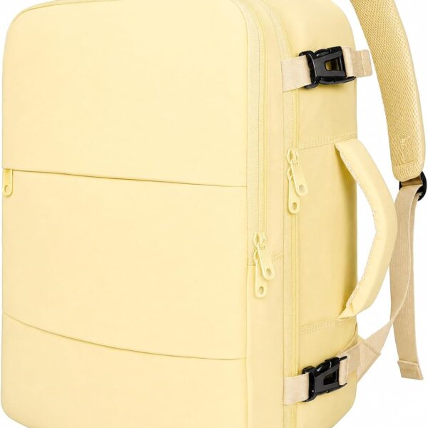Taygeer 35L Personal Item Travel Backpack for Women, Carry on Backpack | Airline Approved Travel Bag, Laptop Bag with Water Bottle Pocket & Shoe Pouch, Mochila for College Weekender, Beige Yellow