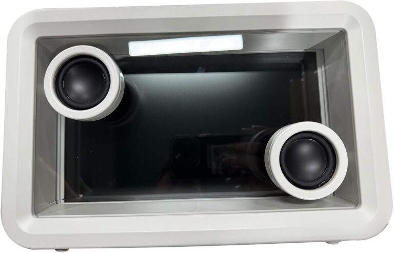 SUNGOOYUE Smart AI Cloud Frame and Speaker 2 in 1, 11.6 Inch Clear Display Screen with RGB Ambient Light, for Home Decor and Music Enjoyment (White)