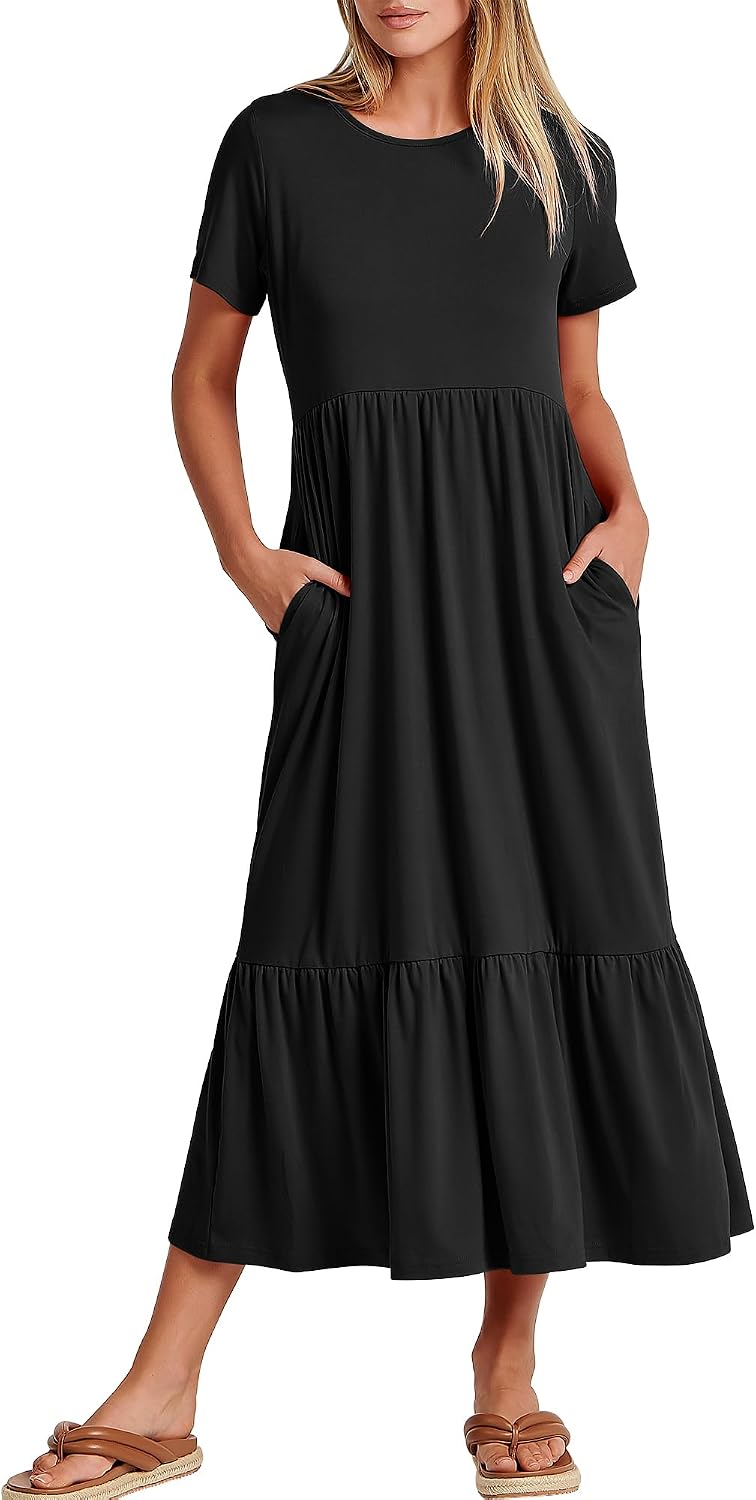 ANRABESS Womens 2026 Summer Casual Maxi Dress A line Tiered Flowy Short Sleeve Crewneck T Shirt Beach Travel Long Dresses ANRABESS Womens 2026 Summer Casual Maxi Dress A line Tiered Flowy Short Sleeve Crewneck T Shirt Beach Travel Long Dresses