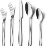 HaWare 40-Piece Silverware Set, Stainless Steel Flatware Service for 8, Modern Tableware Cutlery for Home, Elegant Eating Utensils Include Knives/Spoons/Forks, Mirror Polished, Dishwasher Safe
