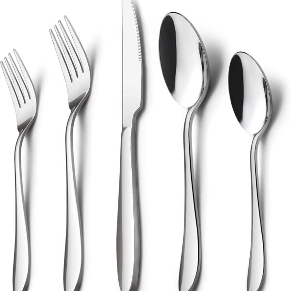 HaWare 40-Piece Silverware Set, Stainless Steel Flatware Service for 8, Modern Tableware Cutlery for Home, Elegant Eating Utensils Include Knives/Spoons/Forks, Mirror Polished, Dishwasher Safe