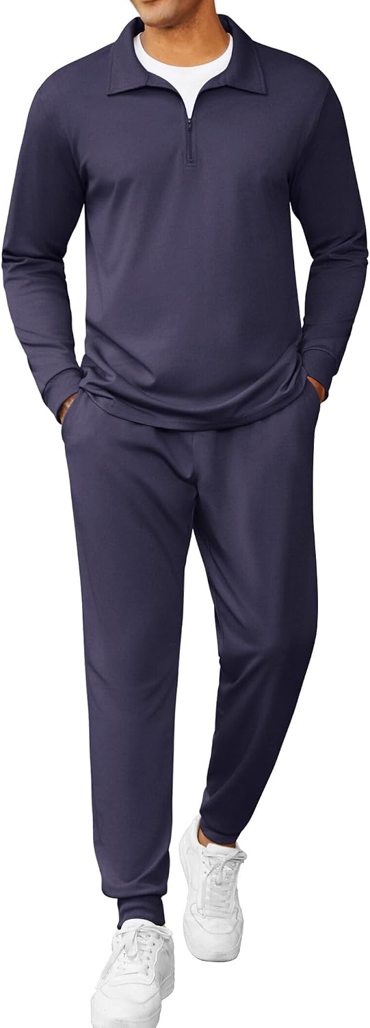 COOFANDY Men's Tracksuit 2 Piece Quarter Zip Polo Athletic Sweatsuits Casual Running Jogging Sport Suit Sets COOFANDY Men's Tracksuit 2 Piece Quarter Zip Polo Athletic Sweatsuits Casual Running Jogging Sport Suit Sets