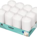 BOLSIUS 12 White Pillar Candles - 2.7 x 5 Inches Unscented Candle Set - 43 Hours - Dripless Clean Burning Smokeless Dinner Candle - Perfect for Wedding Candles, Parties and Special Occasions