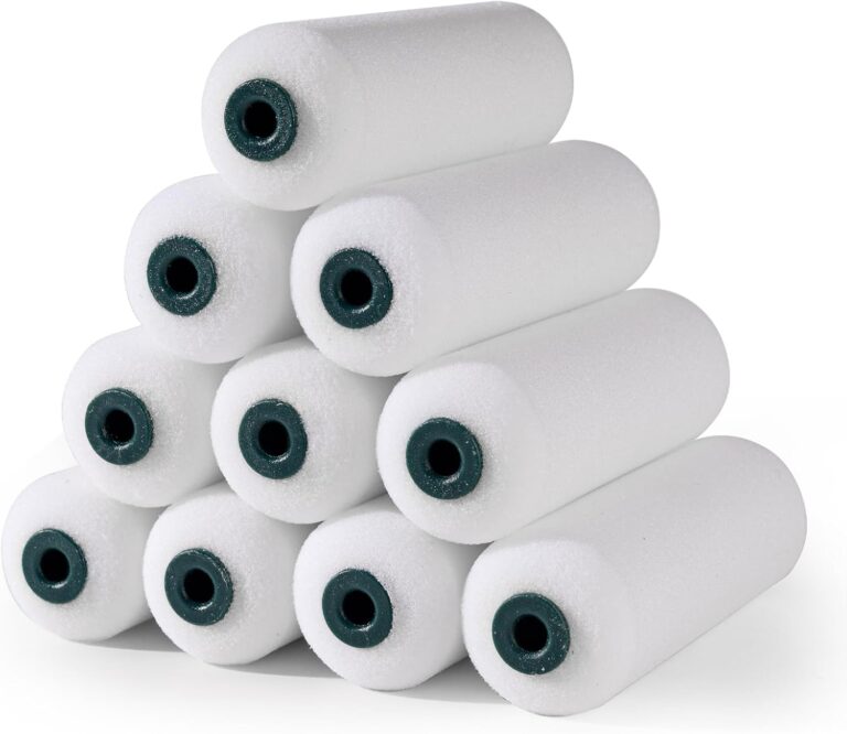 Foam Paint Roller Covers, Small Paint Roller 4 Inch, 10 Pack | Mini Rollers for Painting, Foam Paint Roller Refills for Smooth Finishes on Walls, Cabinets and Doors, Fit 4" Roller Frame