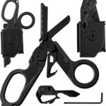 Heavy Duty 6 in 1 Multipurpose Emergency Trauma Shears Scissors with Holster, Outdoor Camping Rescue Tools with Glass Breaker, Strap Cutter Stainless Steel Foldable Scissors Pliers