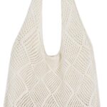Sightor Crochet Tote Bag, Mesh Beach Bag Knit Summer Hobo Bag Vacation Boho Tote Bag for Women