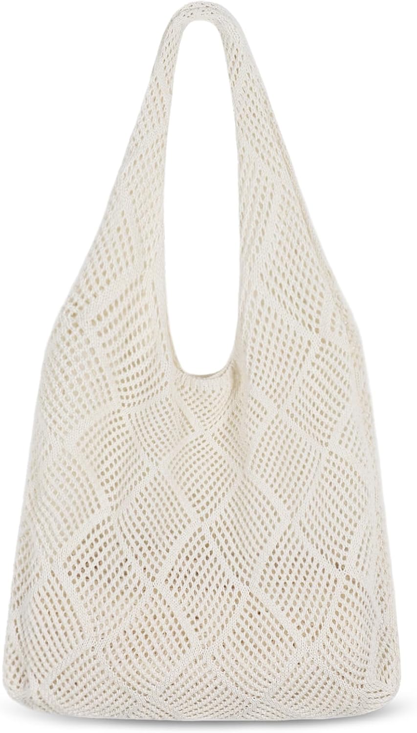 Sightor Crochet Tote Bag, Mesh Beach Bag Knit Summer Hobo Bag Vacation Boho Tote Bag for Women Sightor Crochet Tote Bag, Mesh Beach Bag Knit Summer Hobo Bag Vacation Boho Tote Bag for Women