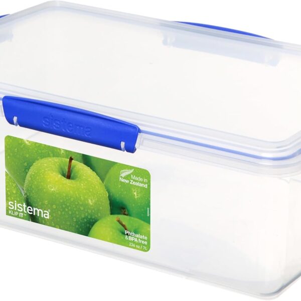 Sistema KLIP IT Large 7L Food Storage Container, Airtight & Stackable, Dishwasher, Freezer, & Microwave-Safe, BPA-Free