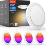 Lumary 13W Smart Flush Mount Ceiling Lights 5/6 Inch, RGBWW WiFi LED Disk Light, Color Changing 2700-6500K Dimmable Recessed Lighting, Surface Mount, Compatible with Alexa/Google Assistant-4Pack