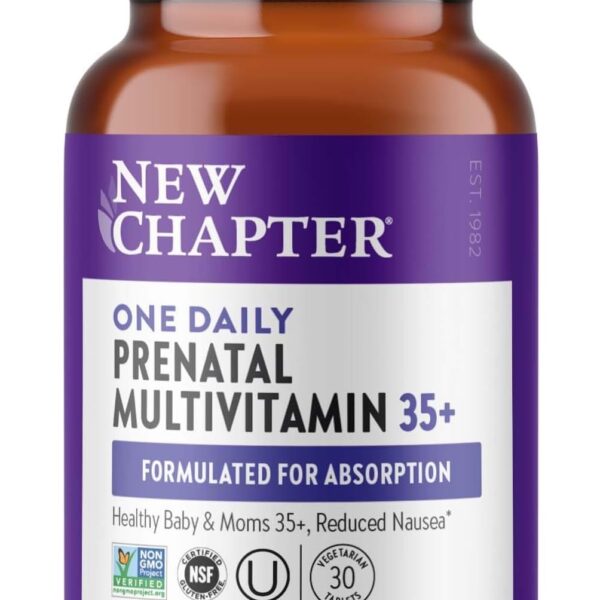 New Chapter Prenatal Vitamins, One Daily Prenatal Multivitamin Enhanced for Age 35+ with Methylfolate + Choline for Healthy Mom & Baby, Gluten Free & Non-GMO- 30 ct