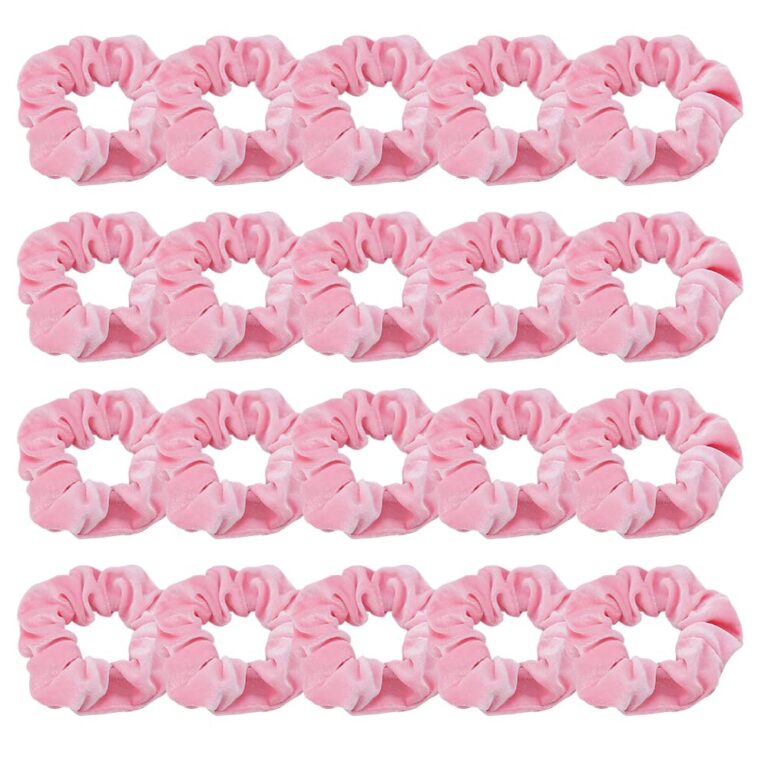 Didder 20 Pcs Pink Velvet Scrunchies, Soft Hair Ties for Women Girls Elastic Bobbles Ropes Scrunchie, Cute Hair Accessories for Daily Use