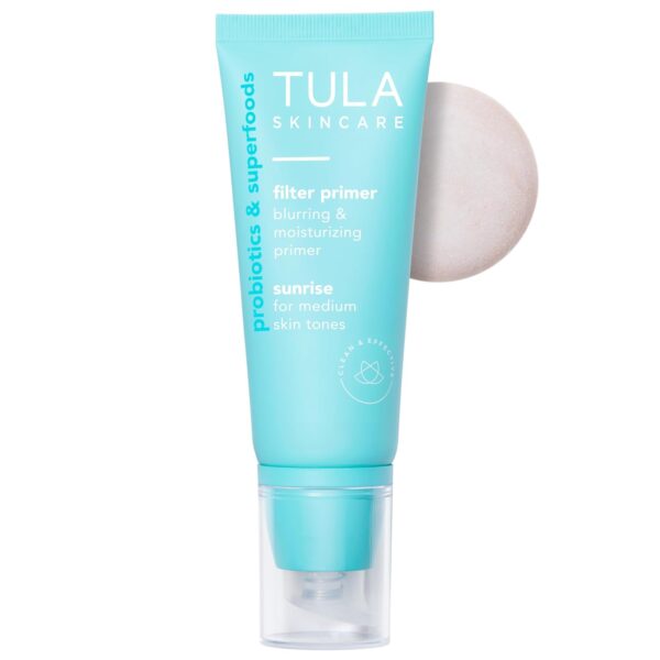 TULA Skincare Filter Primer, Blurring & Moisturizing Face Primer for Redness & Uneven Tone with Prebiotic Extracts, Tinted