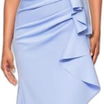 Xscape Women's Long Off-the-Shoulder Sweetheart Neckline Formal Evening Gown with Ruching and Draped Ruffle Detail